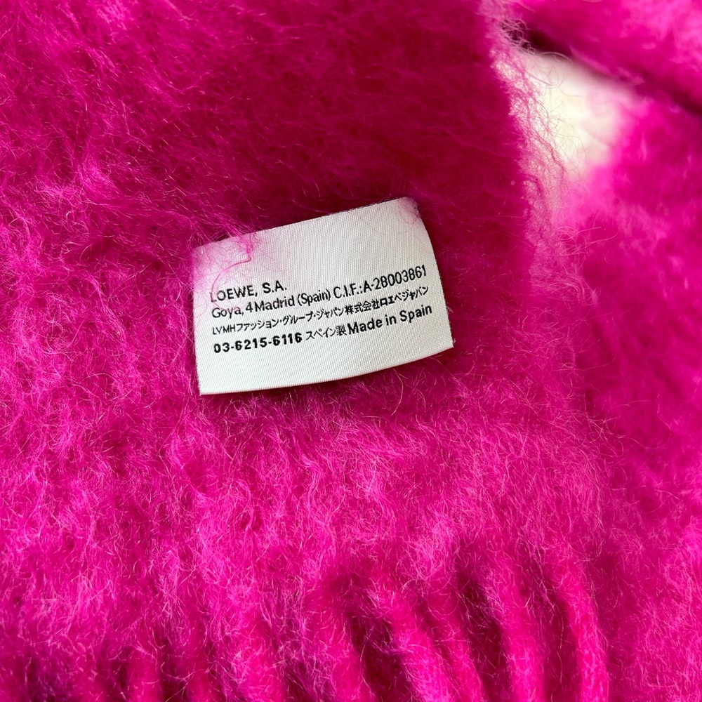 Loewe Magenta Pink Wool Mohair Scarf